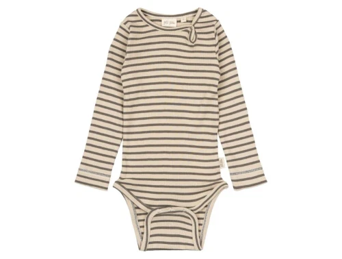 Petit Piao body earth brun/ mørk råhvid stribet body